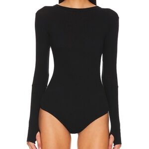 Enza Costa black cashmere & cotton bodysuit from Revolve